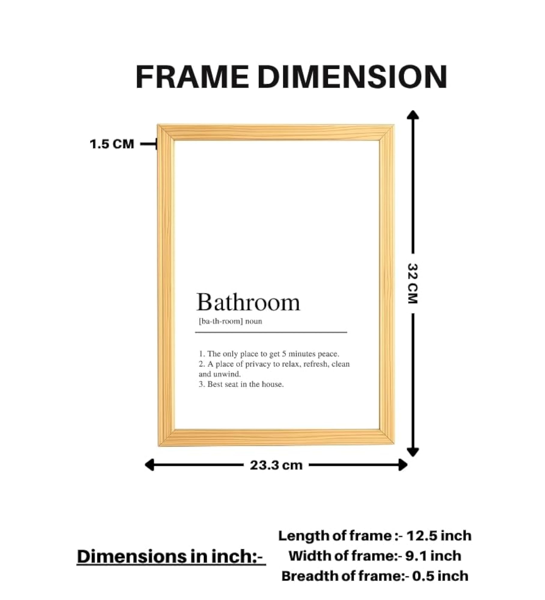 Funny Bathroom Wall Art Frame, Humorous Typography